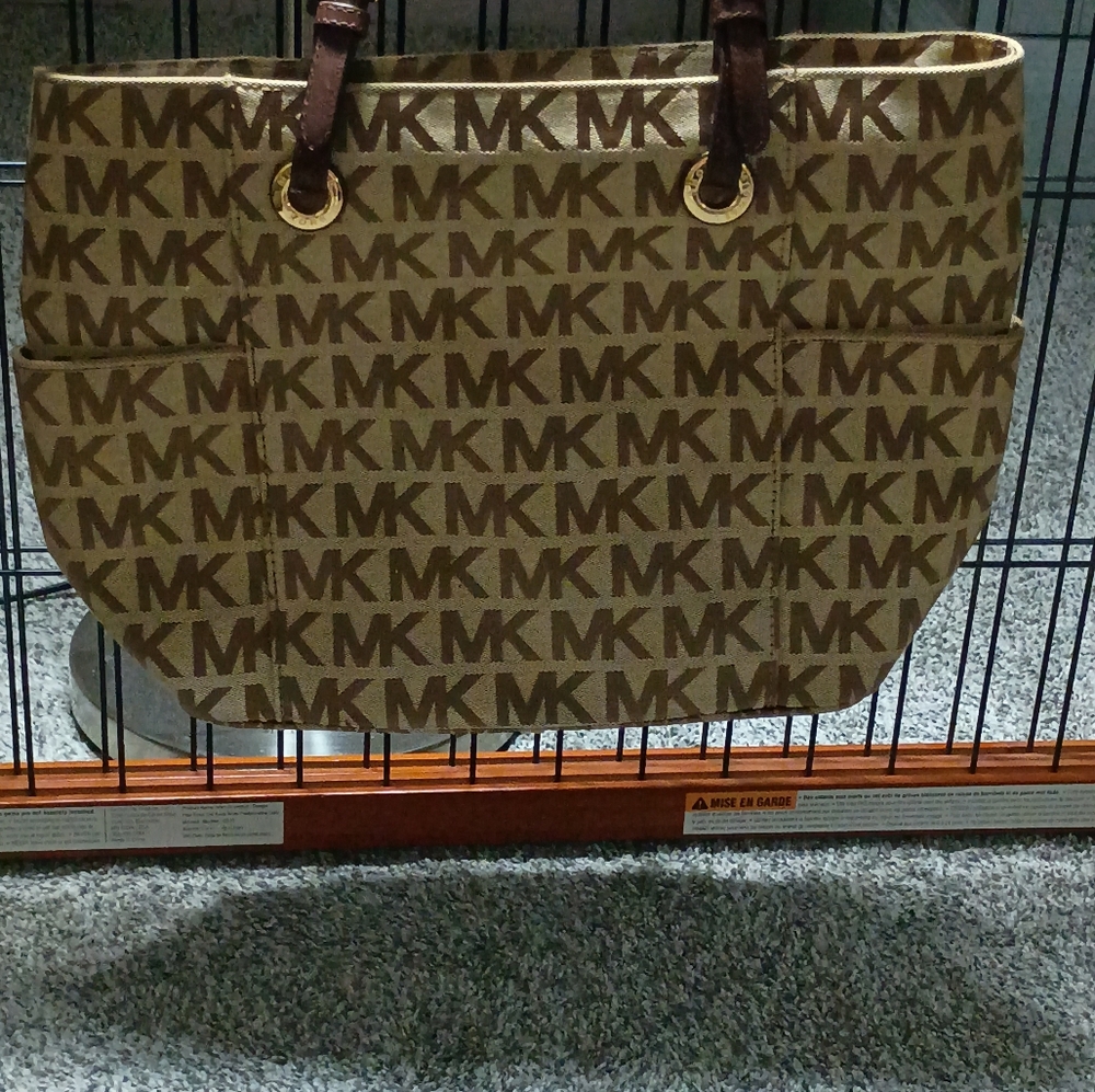Michael Kors Tan and Brown Logo Tote